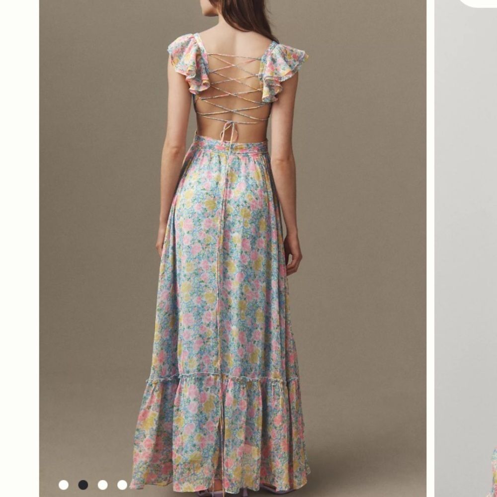 New ASTER the label revolve Primrose Floral Strappy Back Maxi Dress blue pink - Picture 4 of 10